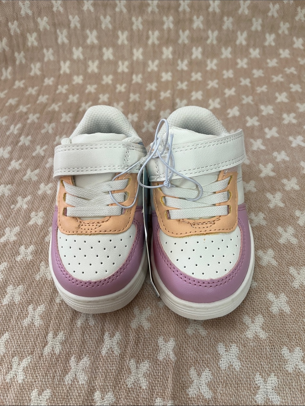 Cat & Jack White Sneakers with Pink and Peach Accents